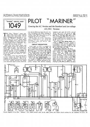 Pilot Mariner Low Voltage AC DC Schematics Circuits Service