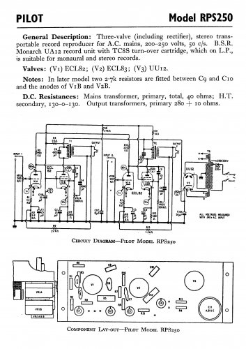 Pilot RPS250 Schematics Circuits Service Sheets  for download.