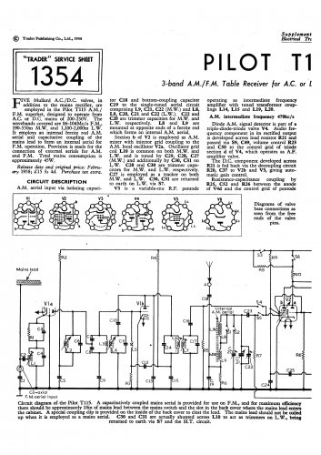 Pilot T115 AC DC Schematics Circuits Service Sheets  for download.