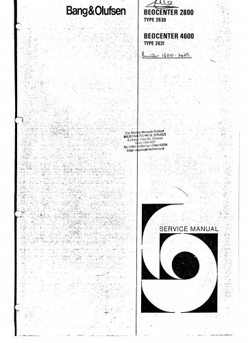 Bang & Olufsen Beocenter 4600 Type 2631. Service Manual PDF download.