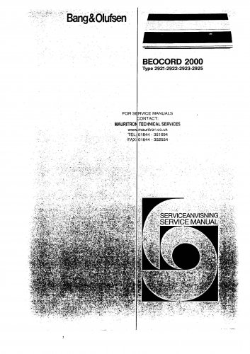 Bang & Olufsen Beocord 2000 Type 2923. Service Manual PDF download.