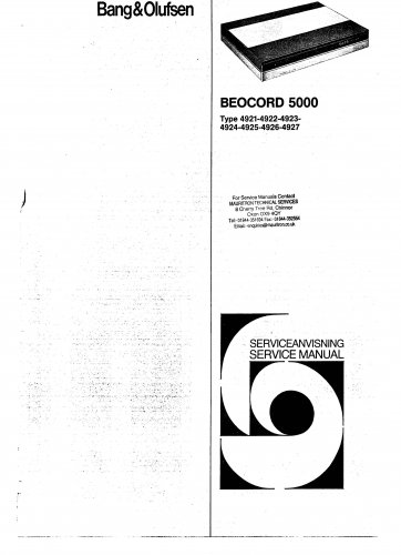 Bang & Olufsen Beocord 5000 Type 4921. Service Manual PDF download.