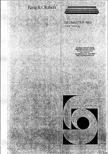 Bang & Olufsen Beomaster 1900 Type 2904. Service Manual PDF download.