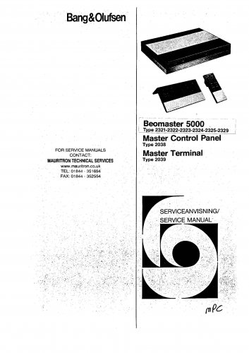 Bang & Olufsen Beomaster 5000 Type 2322. Service Manual PDF download.