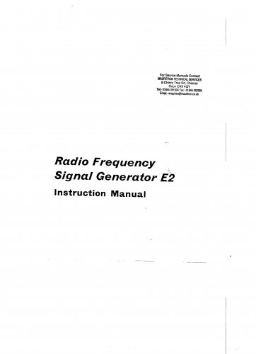 Advance E2 Signal Generator Operating Guide PDF download.