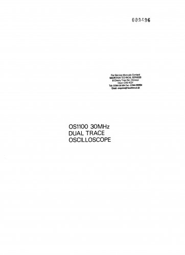 Advance OS1100 Oscilloscope Service Manual PDF download.