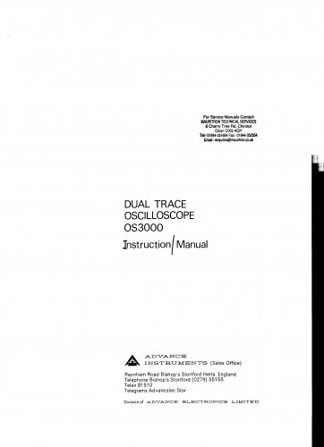 Advance OS3000 Oscilloscope Operating Guide PDF download.