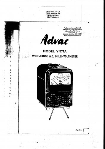 Advance VM77A MMV Operating Guide PDF download.