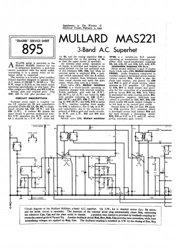 Mullard Mas221 Wireless Service Sheets PDF download.