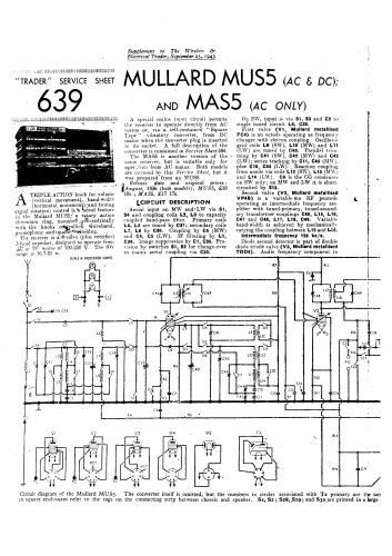 Mullard Mas5 Wireless Service Sheets PDF download.