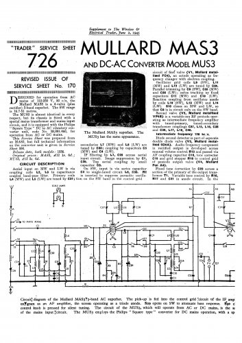 Mullard Mus3 Wireless Service Sheets PDF download.