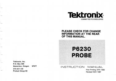 Tektronix P6230 Probe Operating Guide PDF download.