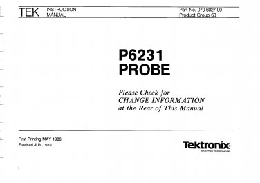 Tektronix P6231 Probe Service Manual PDF download.