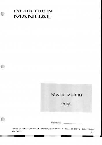 Tektronix TM501 Power Module Service Manual PDF download.