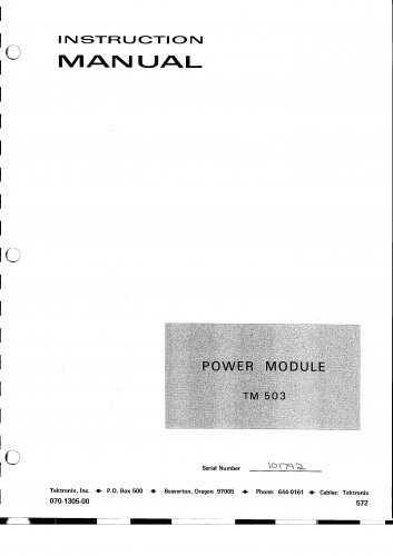 Tektronix TM503 Power Module Operating Guide PDF download.