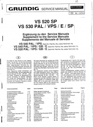 Grundig VS520 SP Video Recorder Service Manual PDF download.