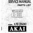 Akai AM 2600 Audio Equipment Service Manual PDF download.