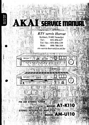 Akai AMU110 Audio Equipment Service Manual PDF download.