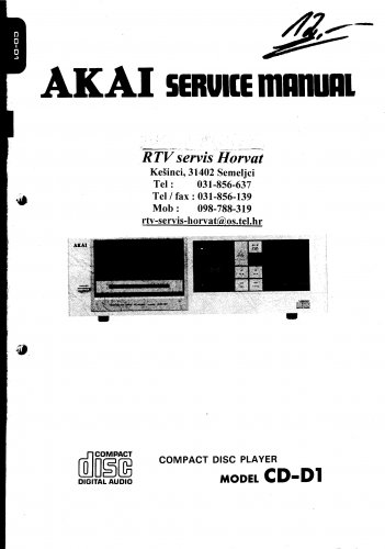 Akai CD D1 Audio Equipment Service Manual PDF download.