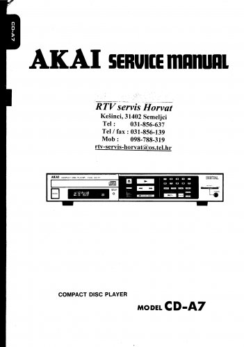 Akai CDA7 Audio Equipment Service Manual PDF download.
