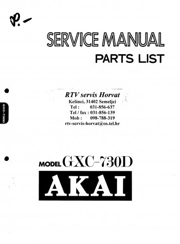 Akai GXC730D Audio Equipment Service Manual PDF download.