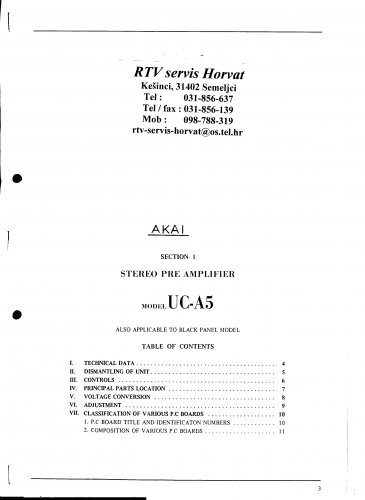 Akai UCA5 Audio Equipment Service Manual PDF download.