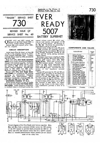 Ever Ready 5007. Vintage Wireless Service Sheets PDF download.