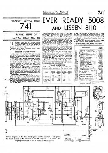 Ever Ready 5008. Vintage Wireless Service Sheets PDF download.