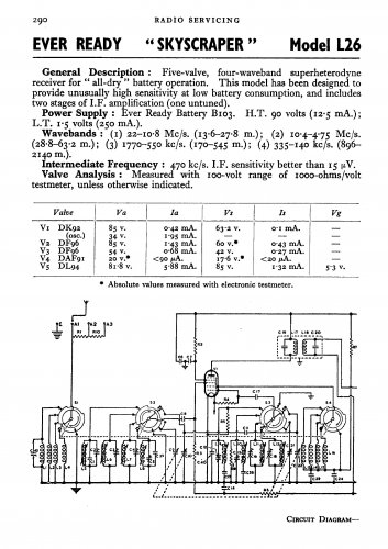Ever Ready L26. Vintage Wireless Service Sheets PDF download.