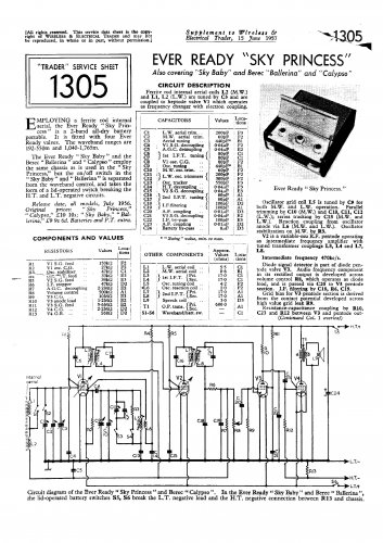 Ever Ready Sky Princess. Vintage Wireless Service Sheets PDF download.