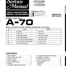 Pioneer A70  AMPLIFIER Service Manual PDF download.