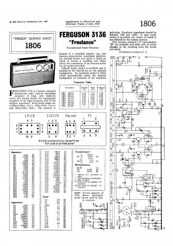 Ferguson FREELANCE Vintage Audio Service Schematics PDF download.