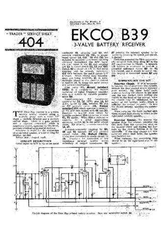 EKCO B39 Equipment Service Information by download #90167