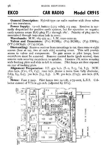 EKCO CR915 Equipment Service Information by download #90191