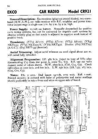 EKCO CR921 Equipment Service Information by download #90193