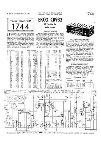 EKCO CR932 Equipment Service Information by download #90197