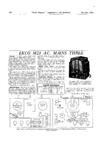 EKCO M23 Equipment Service Information by download #90202