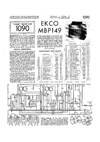 EKCO MBP149 Equipment Service Information by download #90204