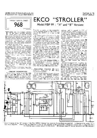 EKCO MBP99A Equipment Service Information by download #90207