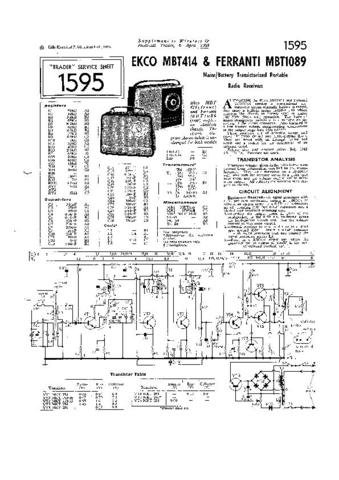 EKCO MBT1089 Equipment Service Information by download #90209
