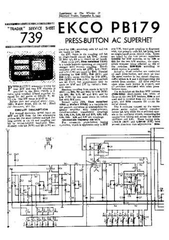 EKCO PB179 Equipment Service Information by download #90217