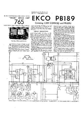 EKCO PB189 Equipment Service Information by download #90218