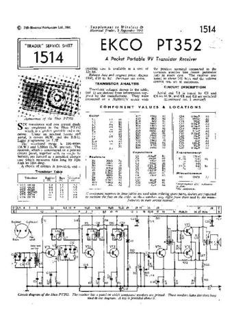 EKCO PT352 Equipment Service Information by download #90232