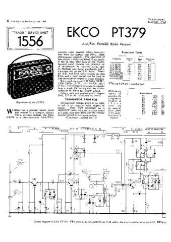 EKCO PT379 Equipment Service Information by download #90235