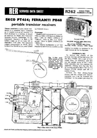 EKCO PT454 Equipment Service Information by download #90241