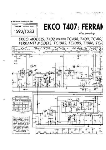 EKCO T417 Equipment Service Information by download #90322