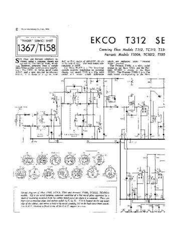 EKCO TC1012 Equipment Service Information by download #90326