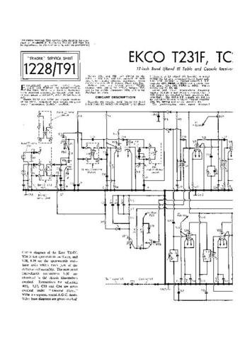 EKCO TC208 Equipment Service Information by download #90341