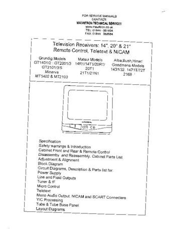 GRUNDIG GT2105 Service Information by download #90444
