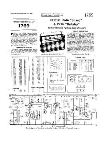 PERDIO BERKELEY Equipment Service Information by download #90609